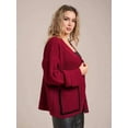 thumbnail image 6 of Women Chunky Knit Cardigan Sweater Long Sleeve V Neck Button Up Cardigan with Pocket for Fall and Winter Red M, 6 of 8