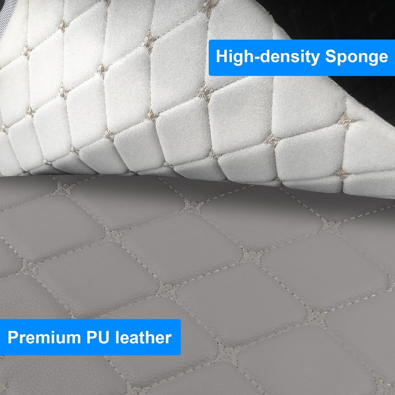 Telimocy Vinyl Leather Fabric Diamond Quilted Faux Leather Material 6mm Foam Backed for DIY Crafts Sewing Car Headliner Furniture Upholstery Headboards, 59" W, Gray, 1 Yard