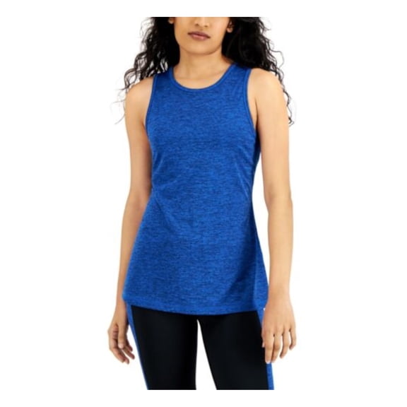 IDEOLOGY Womens Blue Stretch Moisture Wicking Back-keyhole Flat Seems Heather Sleeveless Round Neck Active Wear Tank Top Plus 3X