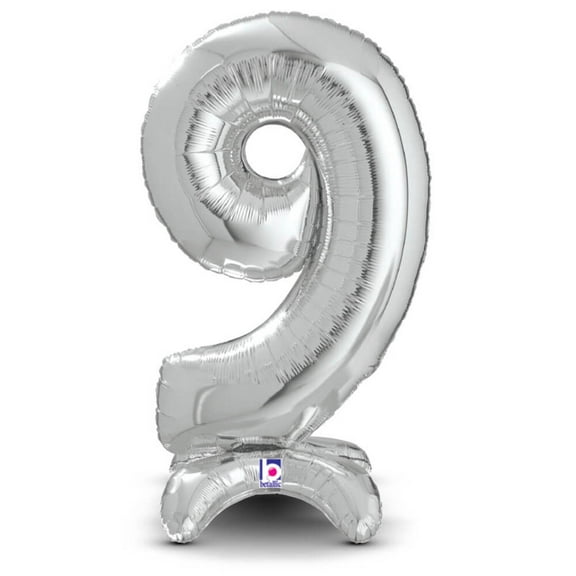 25 inch Standups Number 9 - Silver (Air-Fill Only) Foil Mylar Balloon - Party Supplies Decorations