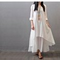 thumbnail image 4 of Black Asymmetrical Hem Maxi Dress With V-Neck And 3/4 Sleeve, 4 of 8