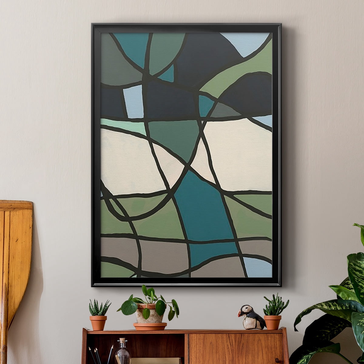 Multicolor Stained Glass I Premium Framed Print, in Gold, Black, or Silver - Ready to Hang