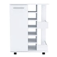 thumbnail image 2 of 32" H White Bar Cart with 6 - Bottle Cubbies and Side Shelves / Perfect for Home Party Liquor Storage, 2 of 6