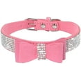 thumbnail image 2 of Cute Dazzling Sparkling Elegant Fancy Soft Suede Leather Bling Rhinestone Crystal Jeweled Pet Cat Dog Puppy Collar Dog Leash Combo Set, 2 of 4