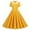 Yellow, variant on Huowey Women'S Dress Peter Pan Collar V Neck Short Sleeved Double- High Waist Ruffle Solid Color Retro A-Line Flare Skater Stylish Flowy Long Uniform Dresses,Black,XL