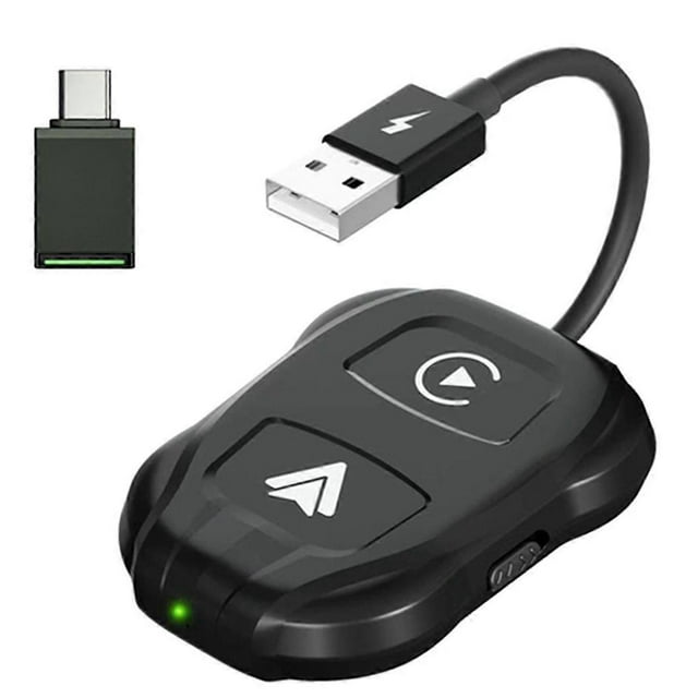 Adaptador inalámbrico 2 en 1 para CarPlay y Android Auto, dongle inalámbrico para CarPlay con cable y Android (negro)