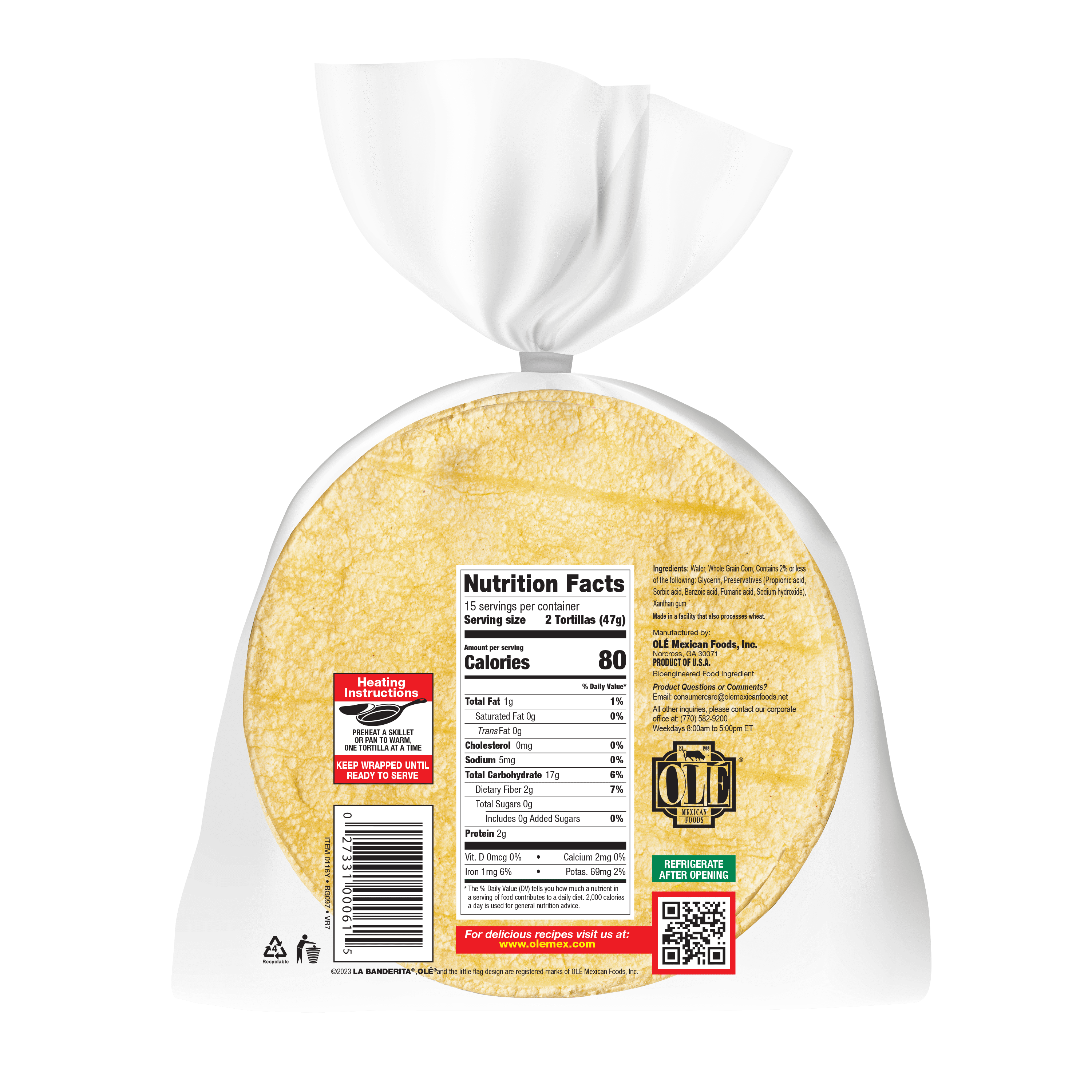 La Banderita Yellow Corn Tortilla 30 Count