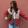 thumbnail image 4 of Chaqueta de algodón con empalmes en contraste y estampado para mujer, chaqueta de algodón de moda, 4 of 5