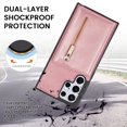 thumbnail image 3 of Dteck Case for Samsung Galaxy S22 Ultra, Zipper Card Holder for Women Wallet Case for Girls Cute Folio Flip Cute Slim Leather Wallet Back Magnetic Closure Phone Cases, Rosegold, 3 of 8