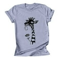 thumbnail image 5 of Elvqul Womens Gray Tops Pullover Blouses Crew Neck Short Sleeve Going Out Plus Size Giraffe Print Shirts for Juniors Spring Summer, 5 of 6