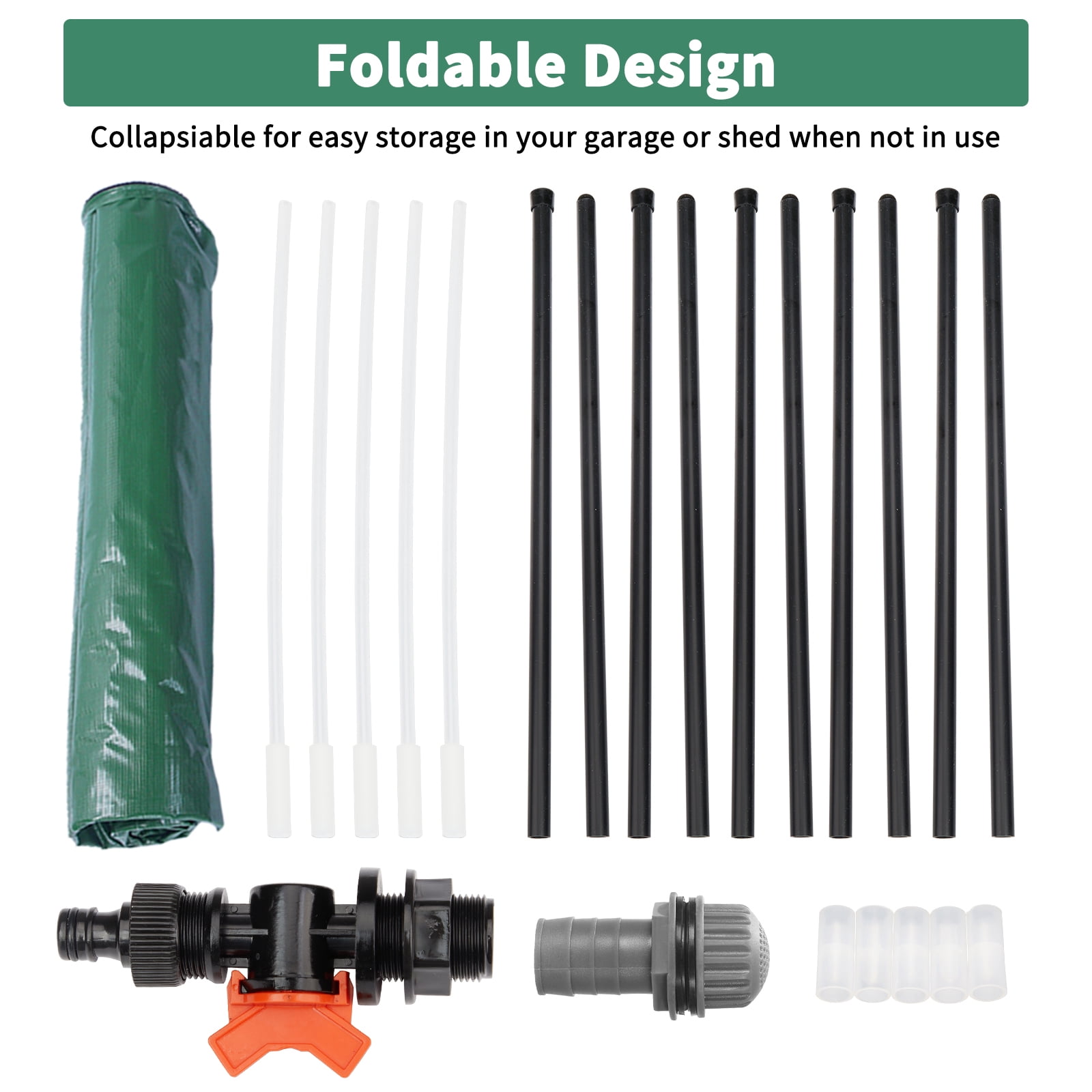 Tcbosik 50 Gallon Collapsible Rain Barrel, Portable Water Storage Tank with Faucet, Rainwater Collection System, Water Catcher Container with Overflow Opening, Green