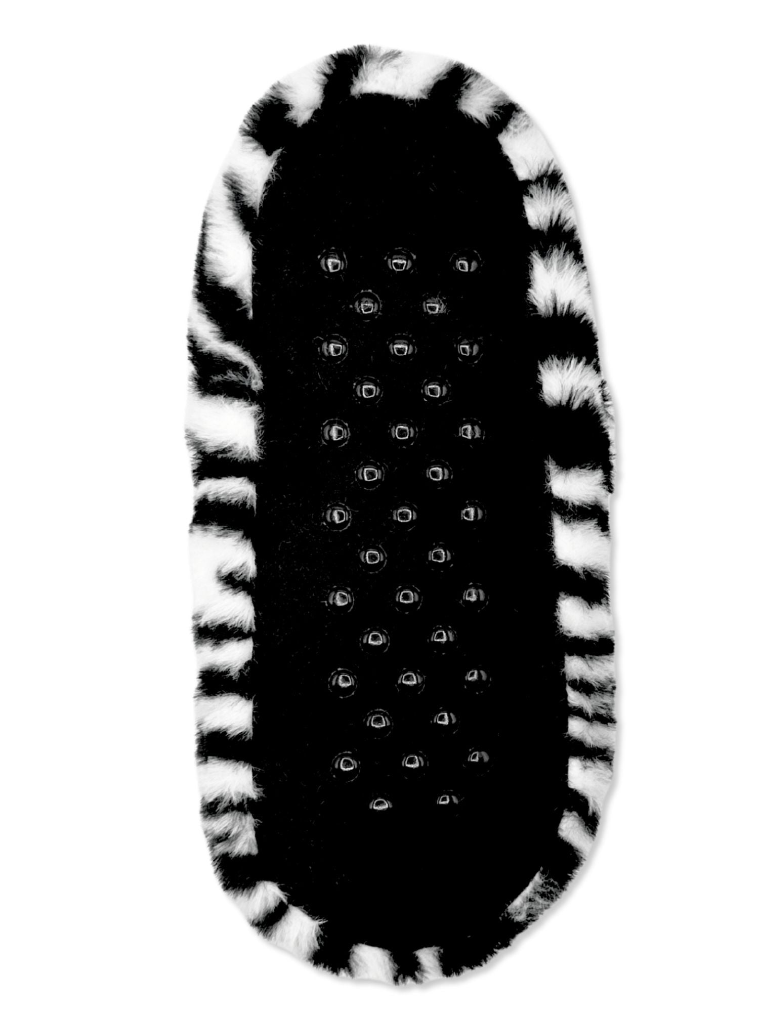 Fuzzy Babba Women's Faux Fur Zebra Mary Jane Slipper Socks, 1-Pack, Shoe Sizes 7-9.5