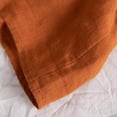 thumbnail image 6 of ClodeEU Women's Linen Blend Crewneck Long Sleeve Button Down Shirt with Cinched Cuffs ,Casual Loose Fit Blouse Orange,Women's Plus XL, 6 of 7