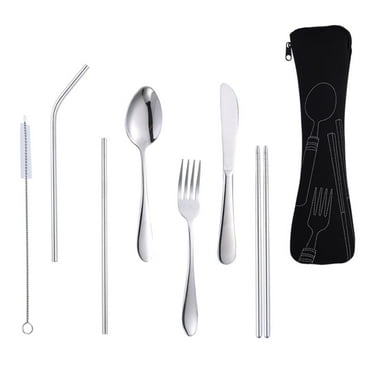 GOOHOCHY Assorted Color Stainless Steel Tableware Set with Holder for Kitchen Use Dinnerware Kit 7pcs