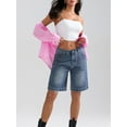 thumbnail image 6 of Michellecmm  Women's Knee Length Denim Shorts Mid Rise Baggy Jean Short Pants, 6 of 8