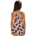 thumbnail image 2 of Uourmeti Cartoon Black Pug & Donut Print Skirted One-Piece Swimsuit for Girls - Quick Dry, Stretchy Swim Dress for Beach & Pool Fun, 2 of 8