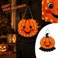 thumbnail image 3 of Halloween Light Up Pumpkin Hanging Door Decor, Halloween Jack-o'-lantern Wall Ornament, Halloween Decorations for Autumn Harvest and Halloween Party Home Decor,12x13Inch, 3 of 8