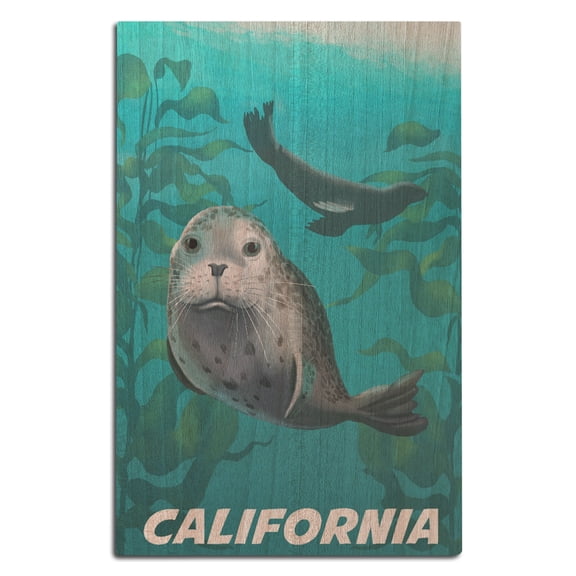 California, Harbor Seals Birch Wood Wall Sign (12x18 Rustic Home Decor, Ready to Hang Art)