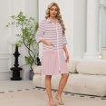 thumbnail image 2 of Zipper Lightweight Robes for Women Soft Summer Housecoats for Women Zip Up Front 3/4 Length Sleeve Knee Length Striped Fashion Sleepwear Nightgown with Pockets Multicolor XXL, 2 of 8