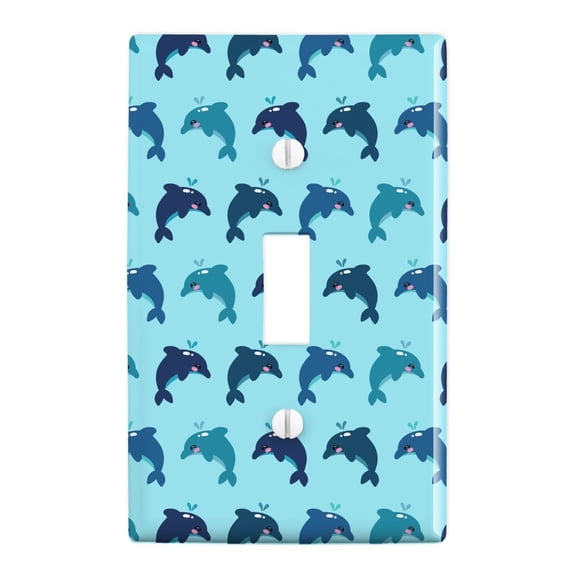 Cute Kawaii Dolphins Pattern Plastic Wall Decor Toggle Light Switch Plate Cover