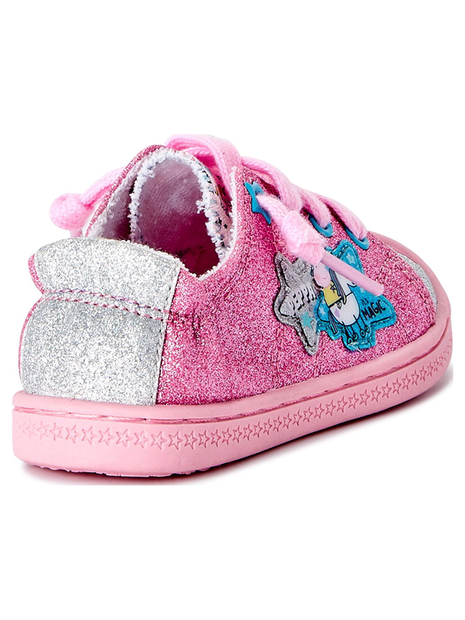 Peppa Pig Toddler Girl Glitter Casual Bump Toe Sneaker, Sizes 7-12