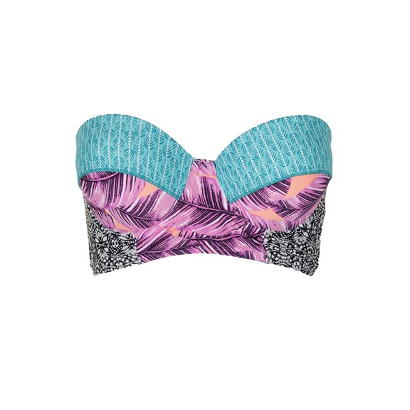Hula Honey Juniors Pink Multi Leaf Breeze Printed Underwire Bikini Top M