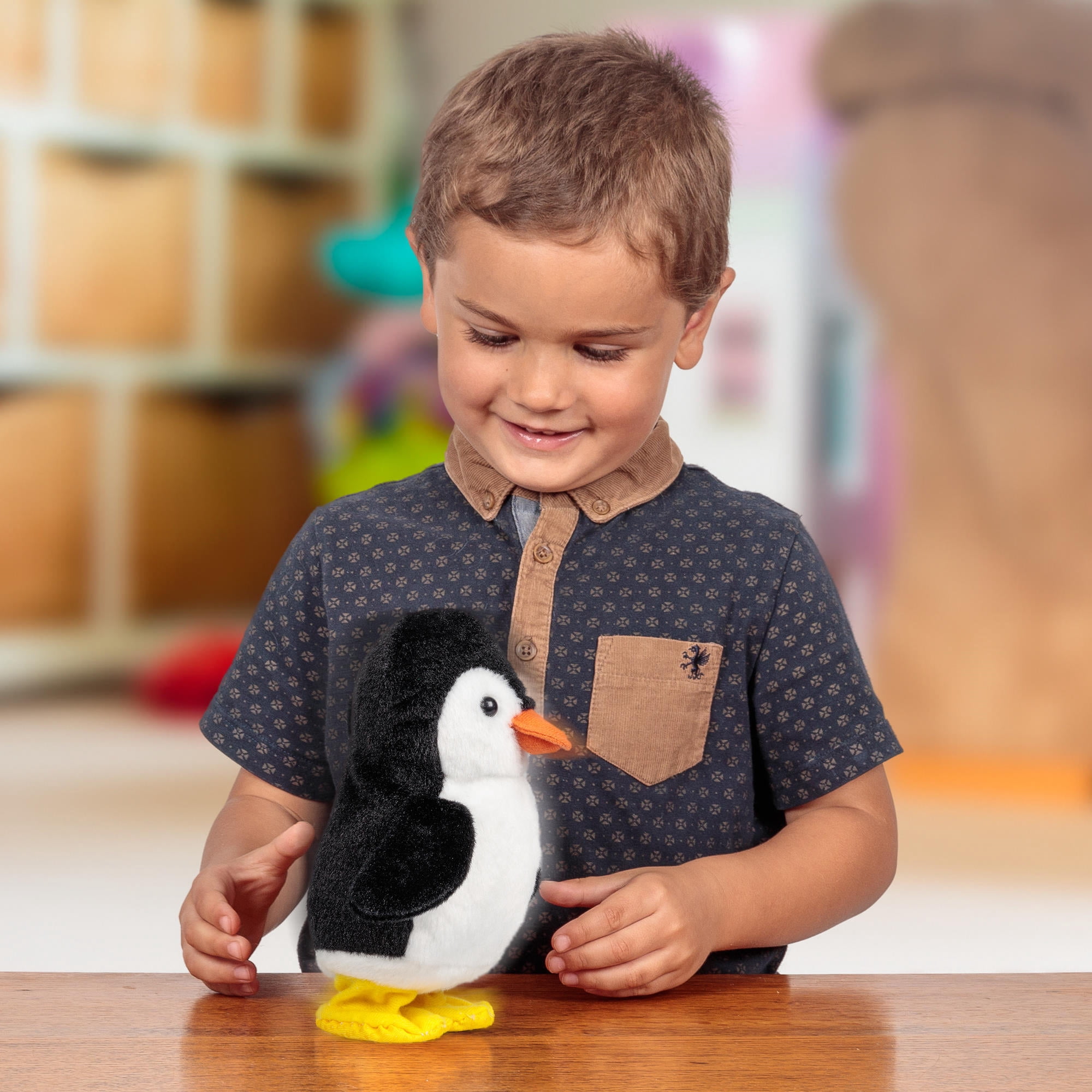 Tobar: Animigos Dancing Penguin - Black & White - Cuddly Animated Plush Pet, Waddles-Squeaks-Flaps Its Wings, Fun Interactive Toy, Toddlers-Kids 18Mo+