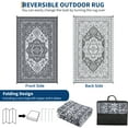thumbnail image 5 of COZONY 9'x12' Boho Reversible Outdoor Rug, Waterproof Straw Plastic Mat with Vintage Medallion, Portable, UV Resistant, for Porch, Deck, Gray, 5 of 10