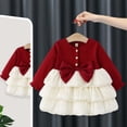 thumbnail image 3 of LYHaoo Elegant Girls Long Sleeve Dress With Big Bow Detail Party Dress For Toddler And Kids Autumn Outfit，Girls Casual Dresses Sizes 6-12 Months White, 3 of 7