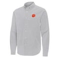 thumbnail image 2 of Men's Antigua Gray Clemson Tigers Porter Woven Tri-Blend Long Sleeve Button-Down Shirt, 2 of 3
