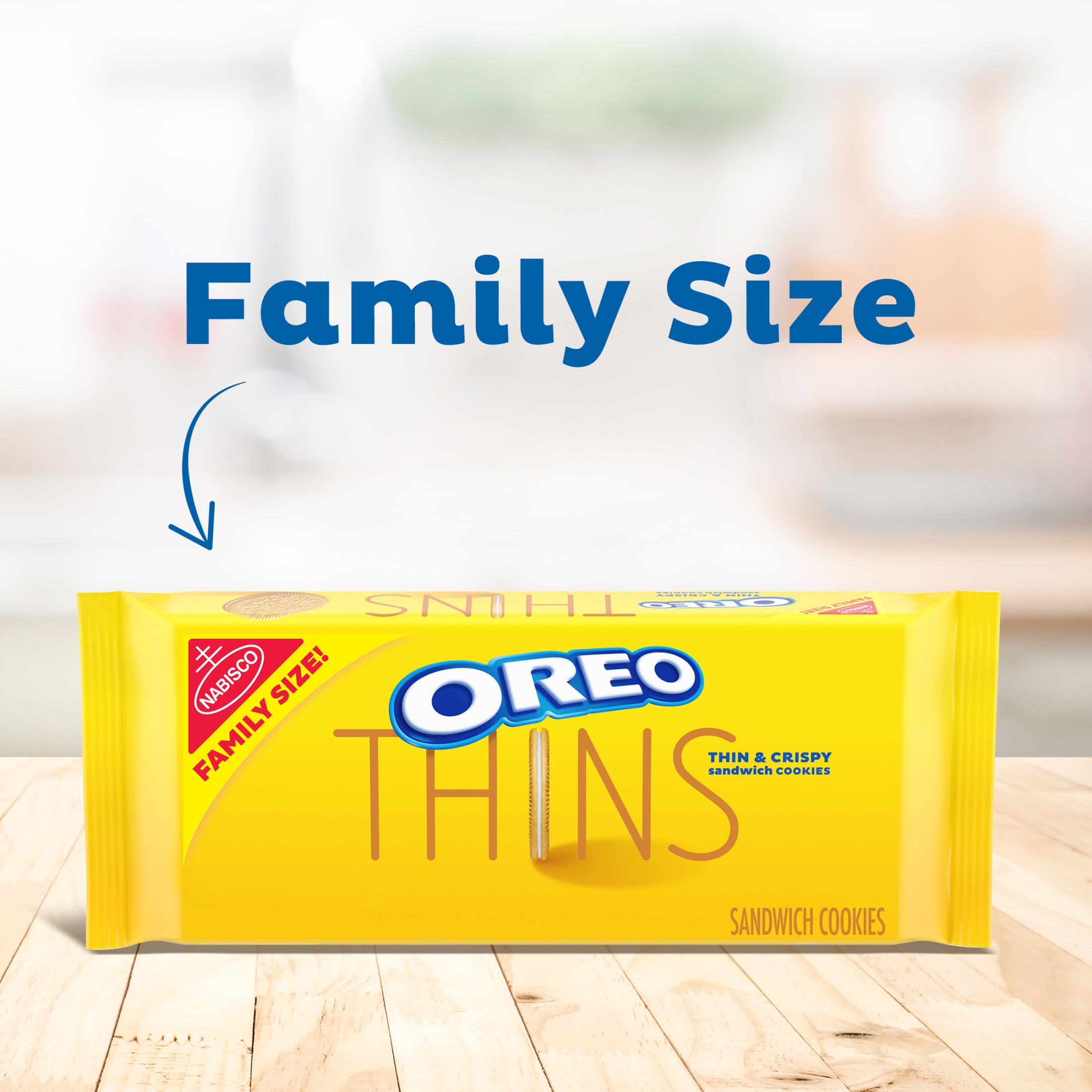 (3 pack) OREO Thins Golden Sandwich Cookies, Family Size, 13.1 oz