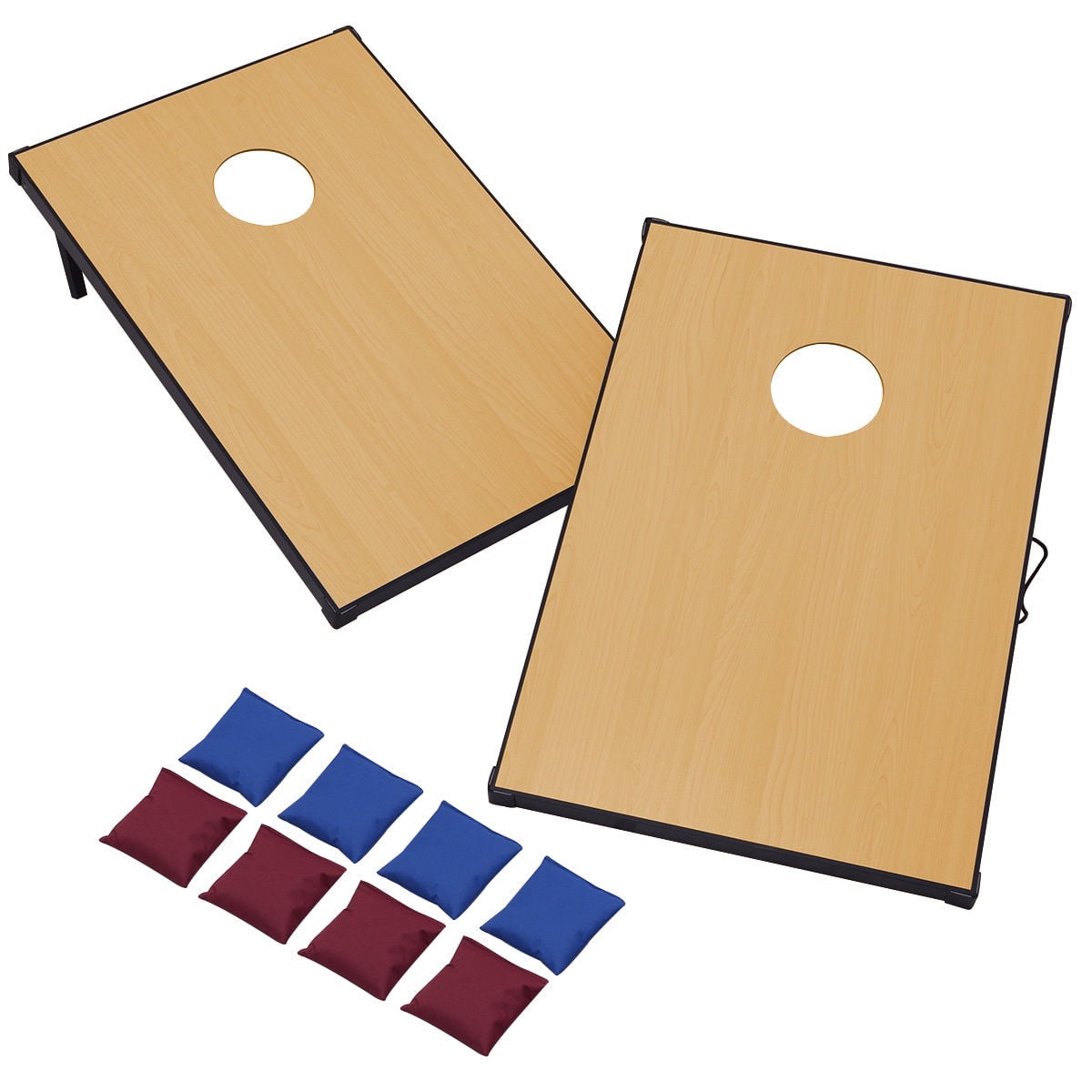 Gymax Foldable Wooden Bean Bag Toss Cornhole Game Set Boards Tailgate