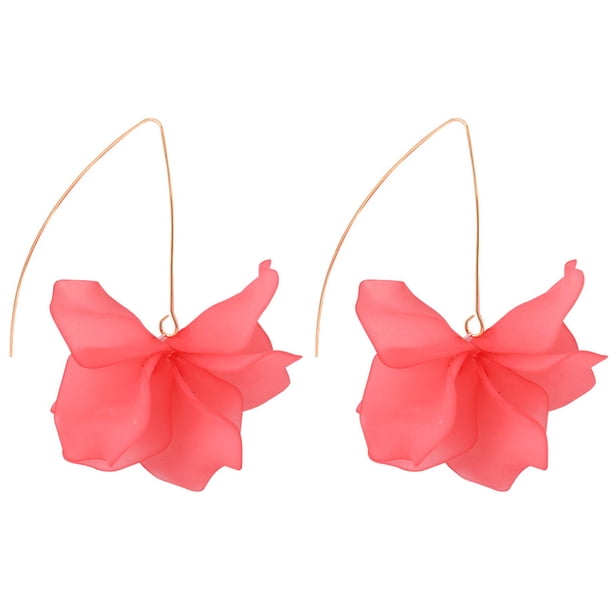 Pendientes de resina con borlas de pétalos de rosa bohemia - Pendientes de pétalos en capas - Pendientes de borlas de flores exageradas con personalidad