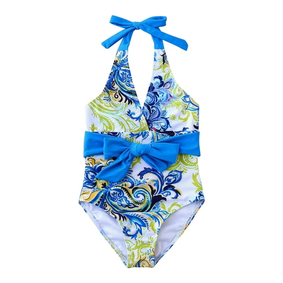 Girls Swimsuit Size 10 One Piece Bikini Sets for Girls 10-12 Allover Printed Bathing Suit for Girls Adjustable Strap Girls Tankini Swimsuit Tie-Straps Ruched Side Girls' Swimwear