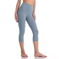 thumbnail image 2 of hlysgo Leggings Yoga Pant for Women No Front Seam Capri High Elastic Waist Trousers Workout Gym Pant Light Blue,M, 2 of 5