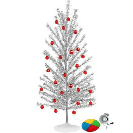 Mid Century Modern-Style Aluminum Christmas Tree w/ Color