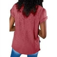 thumbnail image 2 of Anbech Women V Neck Solid Color T shirts Summer Casual Loose Tee Tops, 2 of 3