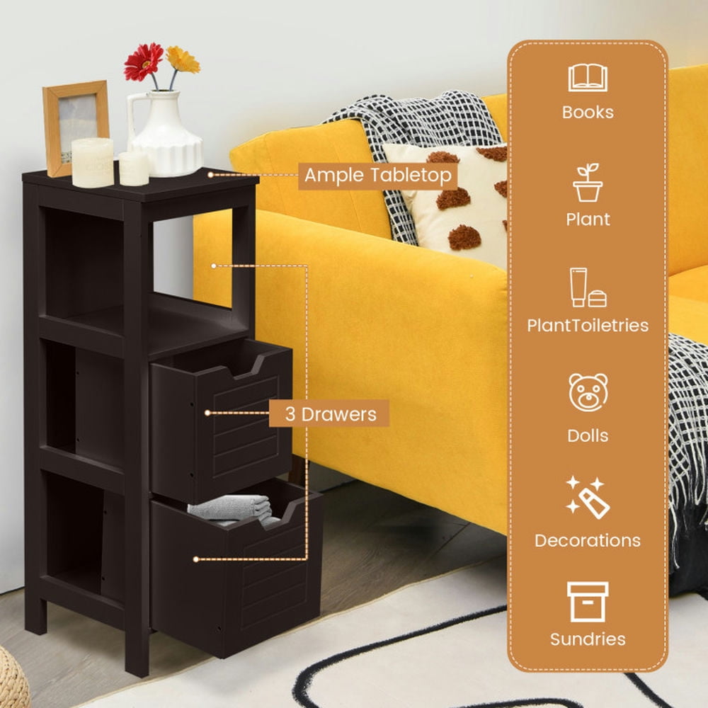 Finihen Bathroom Storage Cabinet, Bathroom Floor Cabinet, Bathroom Wooden Floor Cabinet Multifunction Storage Rack Stand Organizer, for Bathroom, Living Room, Bedroom, Kitchen, Brown Finihen Bathroom Storage Cabinet, Bathroom Floor Cabinet, Bathroom Wooden Floor Cabinet Multifunction Storage Rack Stand Organizer, for Bathroom, Living Room, Bedroom, Kitchen, Brown