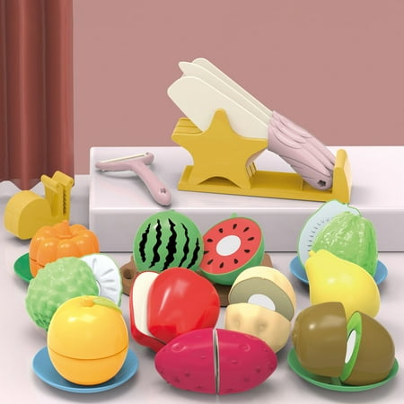 

purcolt Halloween Christmas Toy 2022! Fruit Knife Holder Set Of 21 Kids Kitchen Cooking Pretend Role Play Toy Set Gift for Kids