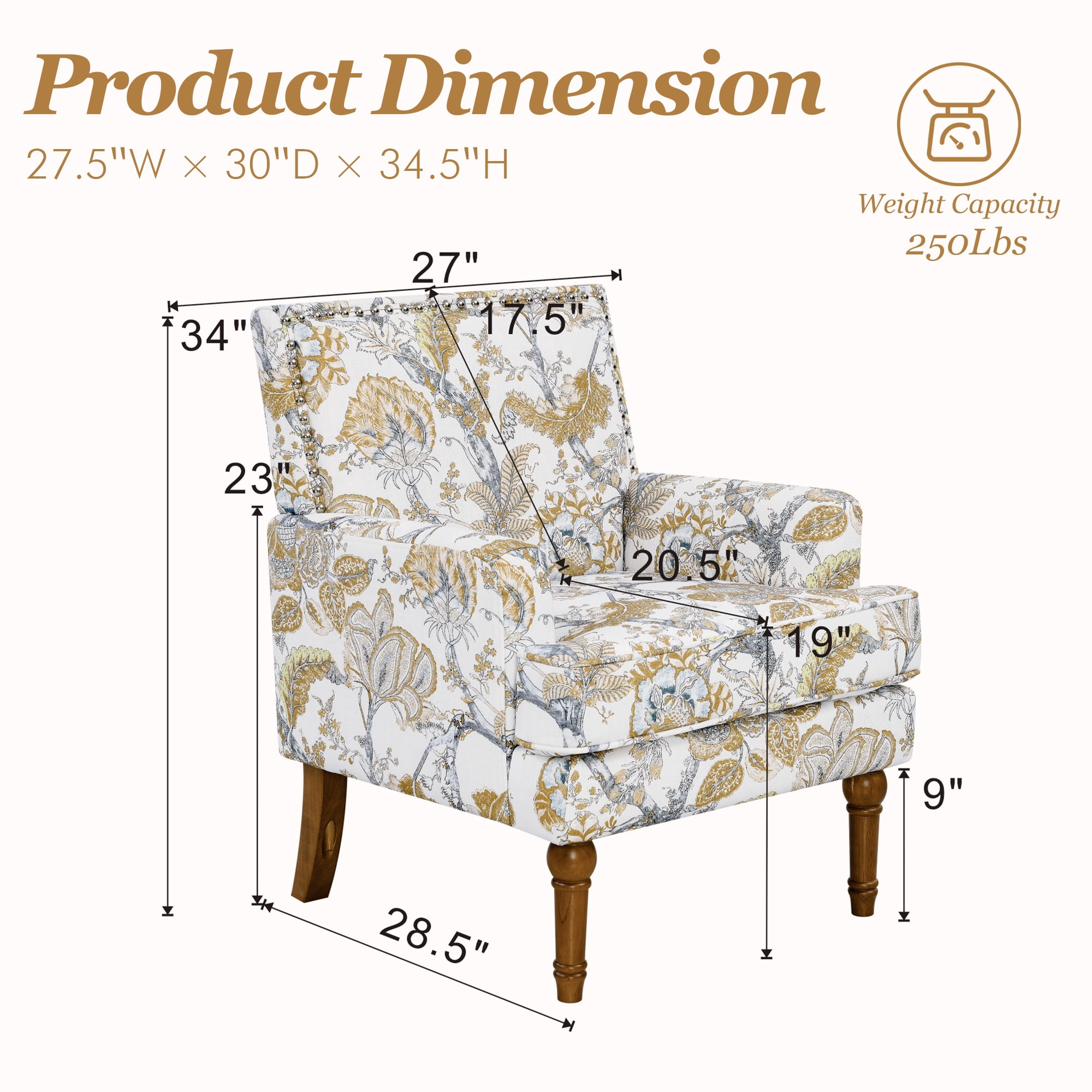 MOONMISS Accent Chair for Living Room,Yellow