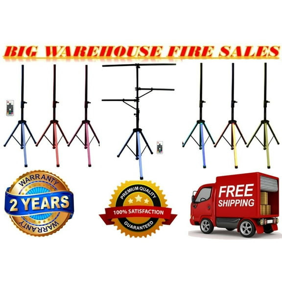 Dj or Band Portable LED Light Multi Arm T Bar Tripod 8 Fixture Par Can Lighting