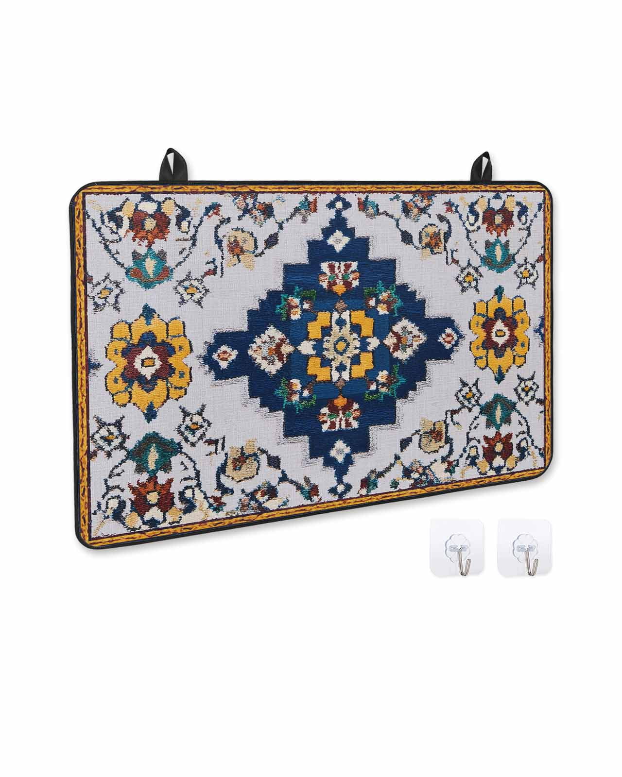 nqOlkjepod Large Induction Cooktop Protector Mat 28.5"x20.5", Blue Grey Boho Stove Top Covers for Electric Stove, Retro Traditional Oriental Boho Tribal Stove Burner Cover Mats Stove Cover