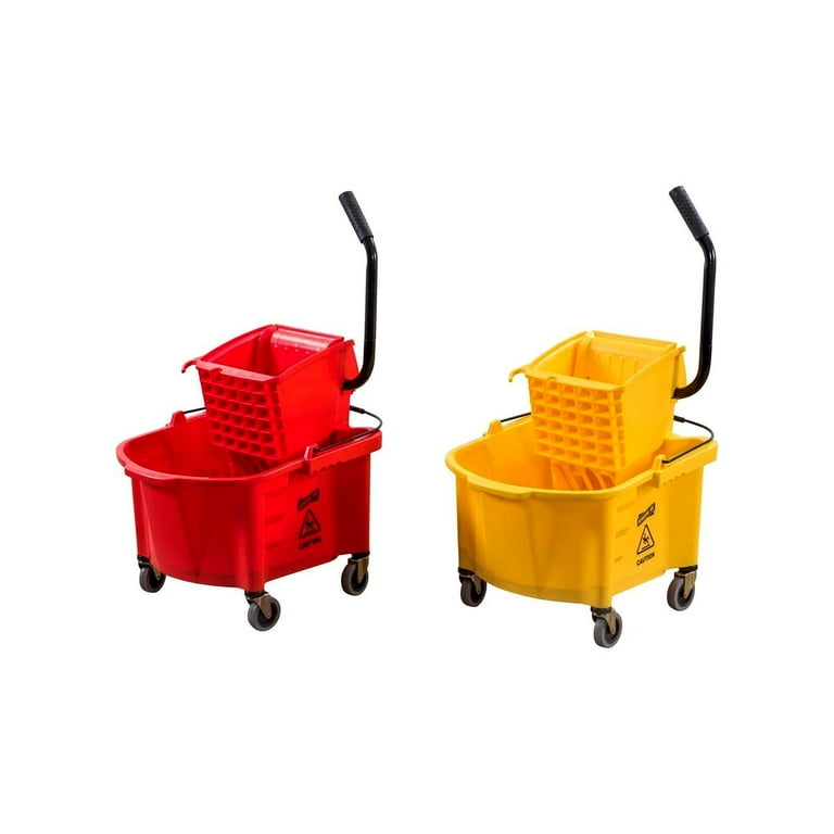 Genuine Joe Splash Guard Mop Bucket and Wringer with Wheels, 6.5