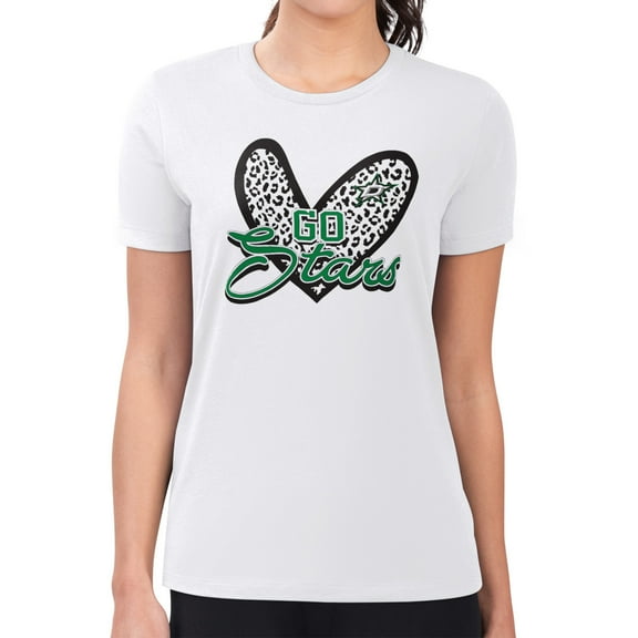 Women's G-III 4Her by Carl Banks  White Dallas Stars Super-Slim Fit Lightweight Animal Print Heart T-Shirt