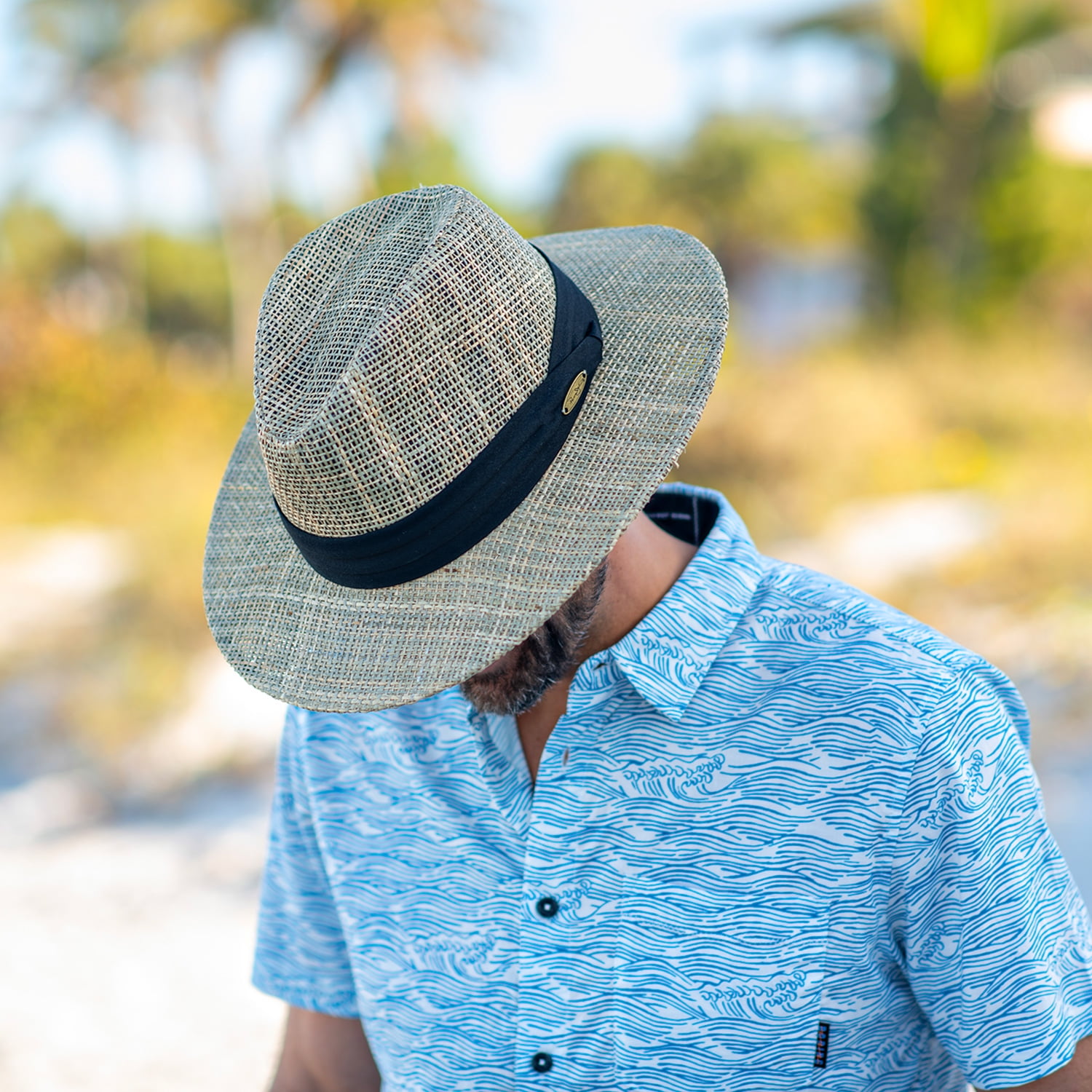 Panama Jack Dos Sombras Matte Seagrass Straw Safari Sun Hat with 3-Pleat Ribbon Band (Black Band, Large/X-Large)