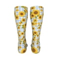 thumbnail image 6 of Pofeuu Blue White Plaid Sunflower Print Stockings, Adult Running Hiking Socks for Youth and Adult-One Size, 6 of 8