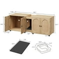 thumbnail image 2 of TROPOW Cat Litter Box Enclosure 55.1" Double Litter Box Furniture Large Cat Box Enclosure Kitty Litter Box for 2 Cats Hidden Cat Litter Cabinet Double Cage with Cat Litter pad Rattan Door,Wood Color, 2 of 7