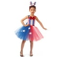 thumbnail image 4 of Wxirdiow Girl Dress Girls Tulle Skirt Set Two Piece 4th of July Tutu Dress with Hairband Summer Party Outfit Red Size,8-9 Years, 4 of 9
