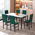 thumbnail image 2 of Recaceik Durable and Sturdy Construction 7 Piece Modern MDF & Marble Dining Table Set, Green, 2 of 10