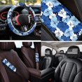 thumbnail image 4 of Uorisanigo Hibiscus Print 14 Pack Auto Seat Cover Sets Car Steering Wheel Cover and Cars Headrest Cover Center Console Cover and Water Cup Coaster Stretch Polyester Fabric Cover for Car SUV, 4 of 6
